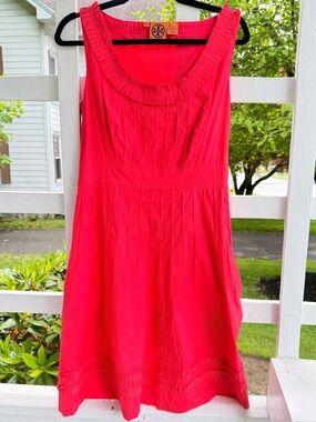 Tory Burch Bright Neon Pink Cotton Blend Dress